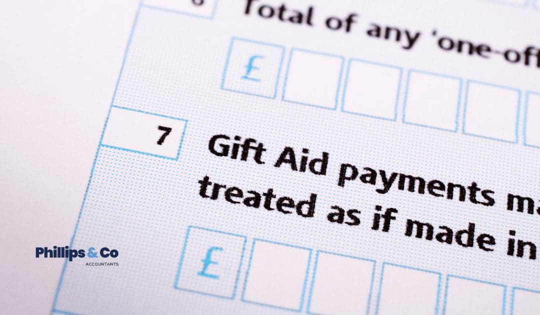 Gift aid section of a Self-Assessment tax return.